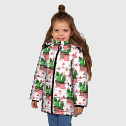 Куртка зимняя для девочки Кактусы в горшках, цвет: 3D-черный — фото 2