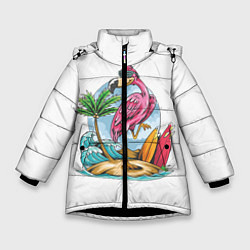 Куртка зимняя для девочки Фламинго На Острове, цвет: 3D-черный