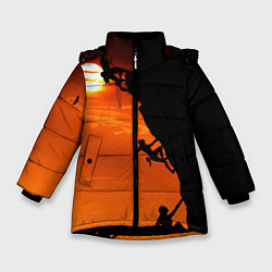Куртка зимняя для девочки СКАЛОЛАЗЫ В ЗАКАТЕ, цвет: 3D-черный