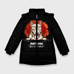 Куртка зимняя для девочки Собака Бультерьер, цвет: 3D-черный