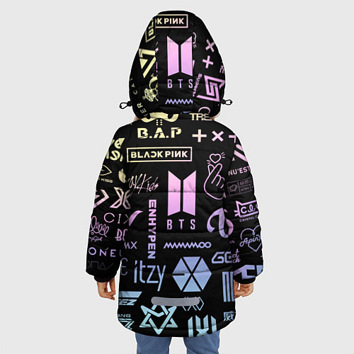 Зимняя куртка для девочки K-pop лого исполнителей / 3D-Черный – фото 4
