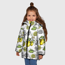 Куртка зимняя для девочки Лимонный паттерн, цвет: 3D-светло-серый — фото 2