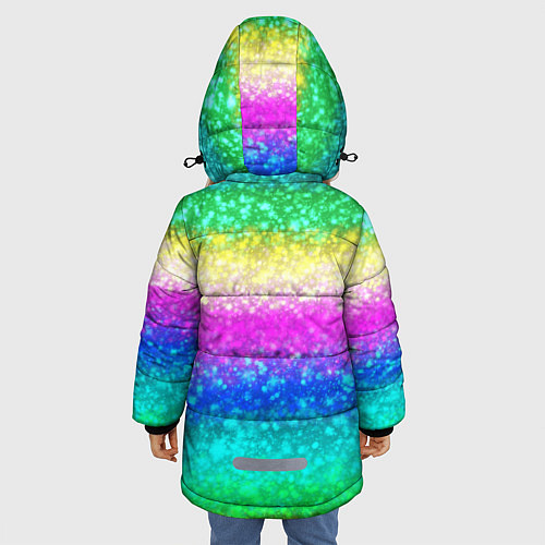 Зимняя куртка для девочки Радужный глиттер / 3D-Черный – фото 4