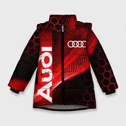 Куртка зимняя для девочки AUDI АУДИ SPORT СПОРТ RED AND BLACK, цвет: 3D-светло-серый