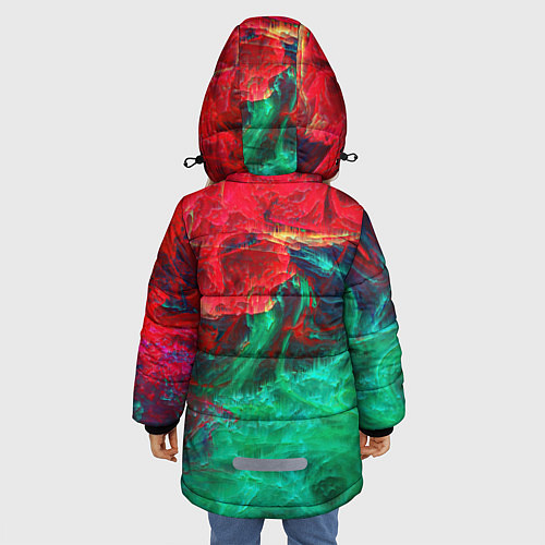 Зимняя куртка для девочки НЕОНОВАЯ ТОКСИЧНАЯ АБСТРАКЦИЯ NEON TOXIC WAVES / 3D-Черный – фото 4