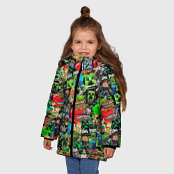 Куртка зимняя для девочки МАЙНКРАФТ ВСЕ ГЕРОИ И ПРЕДМЕТЫ, цвет: 3D-светло-серый — фото 2