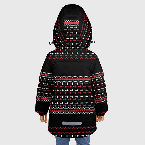 Зимняя куртка для девочки НОВОГОДНИЙ ПАТТЕРН SWEATER / 3D-Черный – фото 4