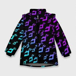 Куртка зимняя для девочки JOJOS BIZARRE ADVENTURE NEON PATTERN НЕОН УЗОР, цвет: 3D-светло-серый