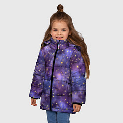 Куртка зимняя для девочки Акварельная ночь, цвет: 3D-красный — фото 2