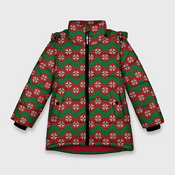 Куртка зимняя для девочки Knitted Snowflake Pattern, цвет: 3D-красный