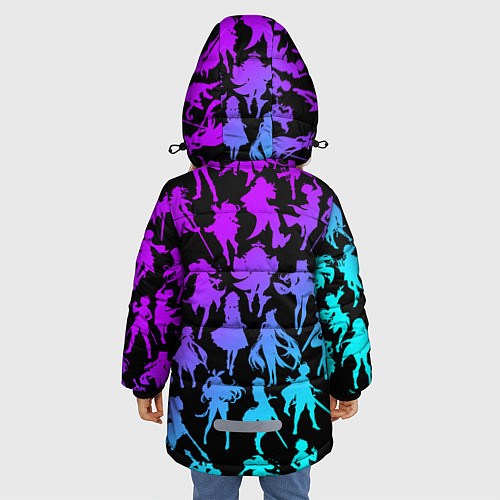 Зимняя куртка для девочки GENSHI IMPACT HEROES NEON НЕОНОВЫЙ УЗОР / 3D-Черный – фото 4