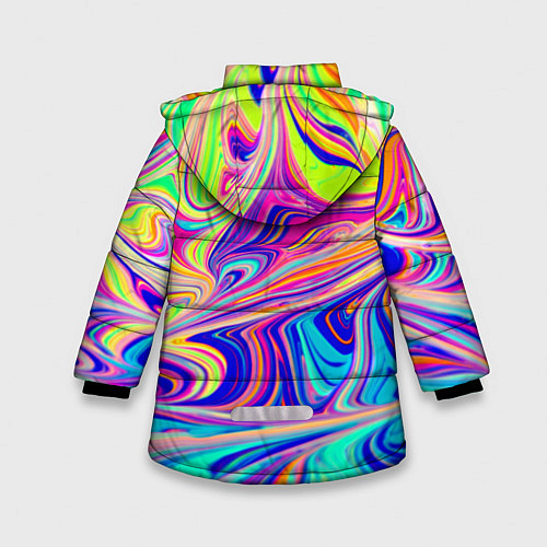 Зимняя куртка для девочки Аномально яркие цветные разводы / 3D-Светло-серый – фото 2