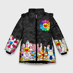 Куртка зимняя для девочки MURAKAMI МУРАКАМИ ПОТЕКИ, цвет: 3D-черный