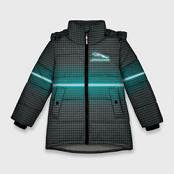 Куртка зимняя для девочки Jaguar blue neon theme, цвет: 3D-светло-серый