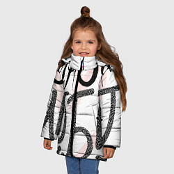 Куртка зимняя для девочки Надпись леттеринг Мама любит просто так, цвет: 3D-красный — фото 2