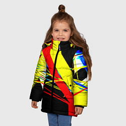 Куртка зимняя для девочки Геометр, цвет: 3D-красный — фото 2