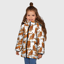 Куртка зимняя для девочки Тигровые потягушки паттерн белый, цвет: 3D-черный — фото 2