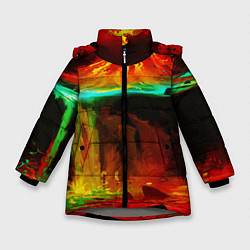 Куртка зимняя для девочки Кратер Вулкана, цвет: 3D-светло-серый