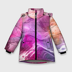 Куртка зимняя для девочки Акварельные Волны, цвет: 3D-светло-серый