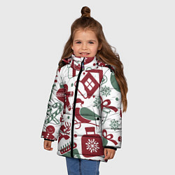 Куртка зимняя для девочки НовоГодный, цвет: 3D-красный — фото 2