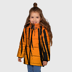 Куртка зимняя для девочки Шкура тигра диагональ, цвет: 3D-светло-серый — фото 2