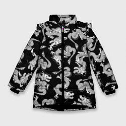 Куртка зимняя для девочки Драконыdragon, цвет: 3D-черный