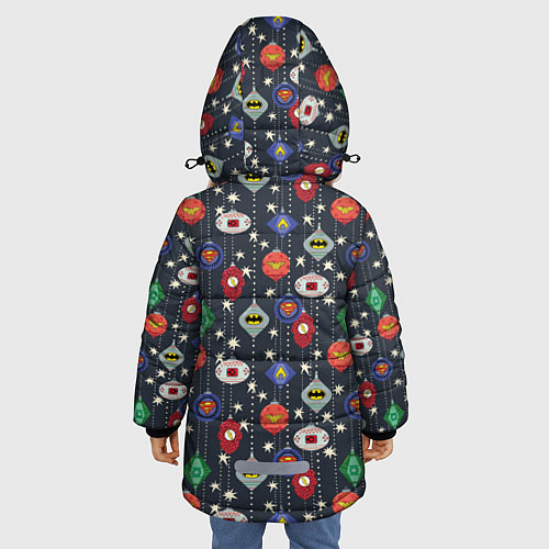 Зимняя куртка для девочки Елочные игрушки DC / 3D-Черный – фото 4