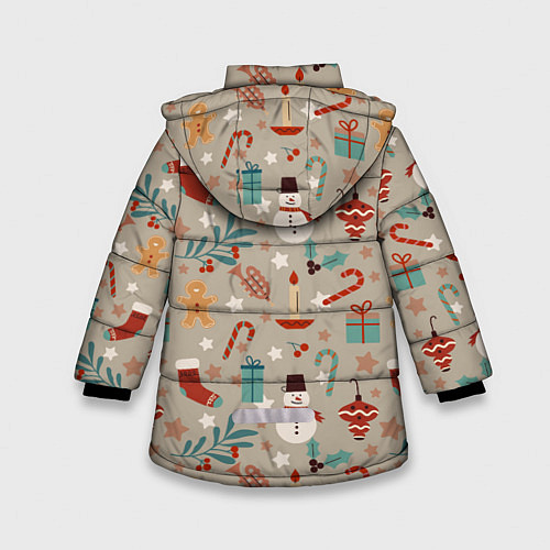 Зимняя куртка для девочки Новый Год 2О22 / 3D-Светло-серый – фото 2