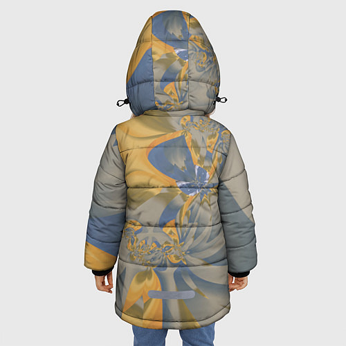 Зимняя куртка для девочки Орхидеи Небо и песок Абстракция 403-1 / 3D-Черный – фото 4