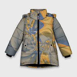 Куртка зимняя для девочки Орхидеи Небо и песок Абстракция 403-1, цвет: 3D-черный