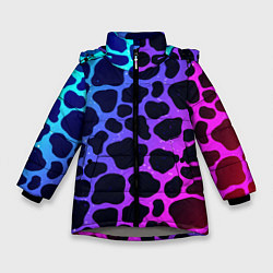 Куртка зимняя для девочки Разноцветная корова, цвет: 3D-светло-серый