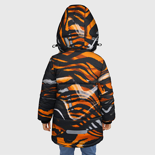 Зимняя куртка для девочки Окрас тигра / 3D-Черный – фото 4