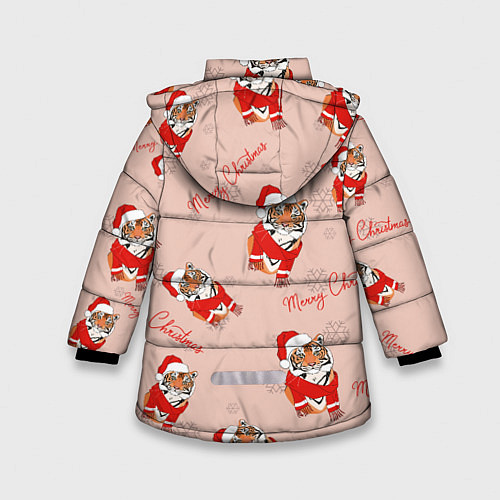 Зимняя куртка для девочки ЗИМНИЙ ТИГР ПАТТЕРН / 3D-Светло-серый – фото 2