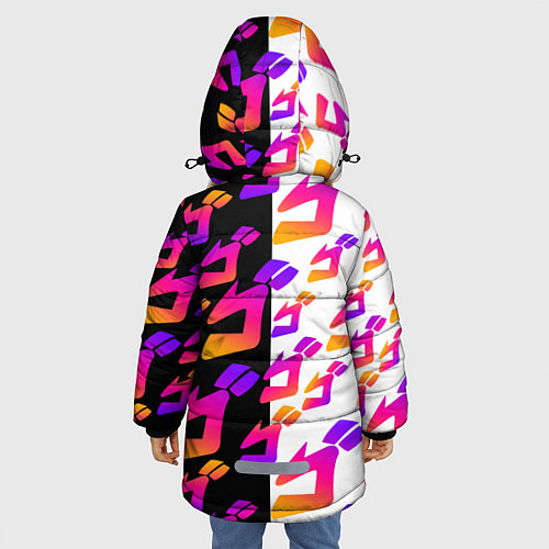 Зимняя куртка для девочки JOJO BIZARRE ADVENTURE ДЖО ДЖО УЗОР / 3D-Черный – фото 4