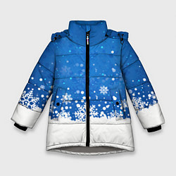 Куртка зимняя для девочки Снежинки - С Новым Годом, цвет: 3D-светло-серый
