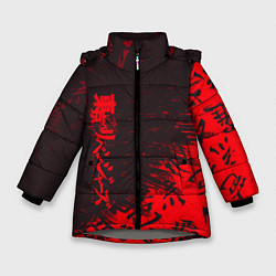 Куртка зимняя для девочки Токийские мстители Горизонтальная надпись, цвет: 3D-светло-серый