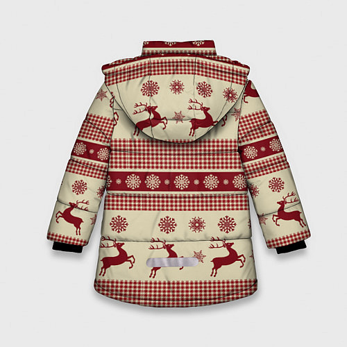 Зимняя куртка для девочки Вязанный узор с оленями / 3D-Светло-серый – фото 2