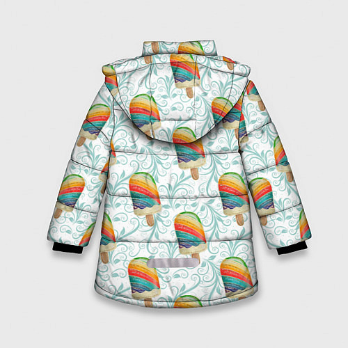 Зимняя куртка для девочки Разноцветное мороженое паттерном / 3D-Светло-серый – фото 2