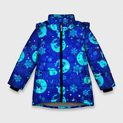 Куртка зимняя для девочки Заморозки Снеговики во льдах, цвет: 3D-светло-серый