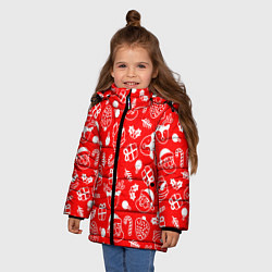 Куртка зимняя для девочки Новогодний узор паттерн, цвет: 3D-светло-серый — фото 2