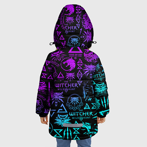 Зимняя куртка для девочки ВЕДЬМАК ЛОГОБОМБИНГ НЕОН / 3D-Черный – фото 4