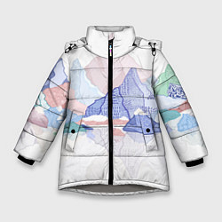 Куртка зимняя для девочки Разноцветные пастельные оттенки гор в отражении во, цвет: 3D-светло-серый