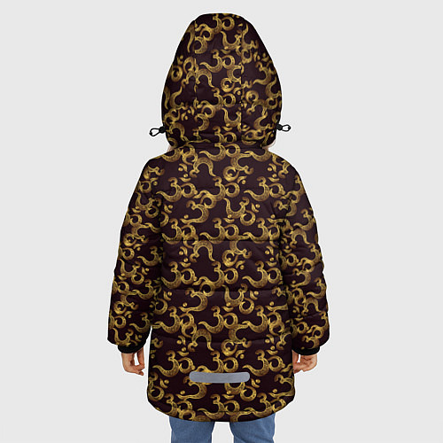 Зимняя куртка для девочки Ом Аум - Сакральный Символ / 3D-Черный – фото 4