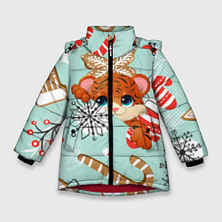 Куртка зимняя для девочки ТИГРЁНОК ГОД ТИГРА, цвет: 3D-красный