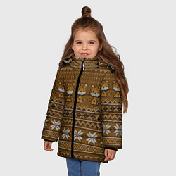Куртка зимняя для девочки Вязаный стиль - Тигренок 2022, цвет: 3D-светло-серый — фото 2