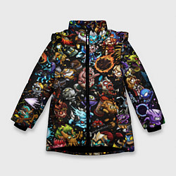 Куртка зимняя для девочки DOTA 2 ВСЕ ПЕРСОНАЖИ В ЦВЕТЕ, цвет: 3D-черный