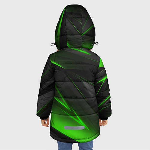 Зимняя куртка для девочки SKODA GEOMETRY STRIPES GREEN NEON / 3D-Черный – фото 4