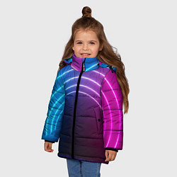 Куртка зимняя для девочки Арка неонового света full version, цвет: 3D-черный — фото 2