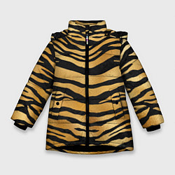 Куртка зимняя для девочки Текстура шкуры тигра, цвет: 3D-черный