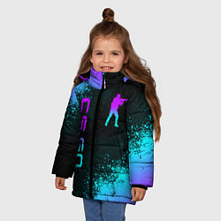 Куртка зимняя для девочки CS GO NEON SYMBOL STYLE SKIN КС ГО НЕОН, цвет: 3D-светло-серый — фото 2